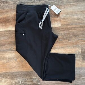 Figs Black Scrub Pants with White Drawstring XXL Petite straight leg